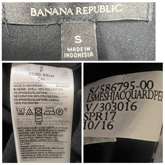 Banana Republic Black Peplum Blouse Top Women's SMALL Long Sleeve Lined Grunge - Picture 2 of 10